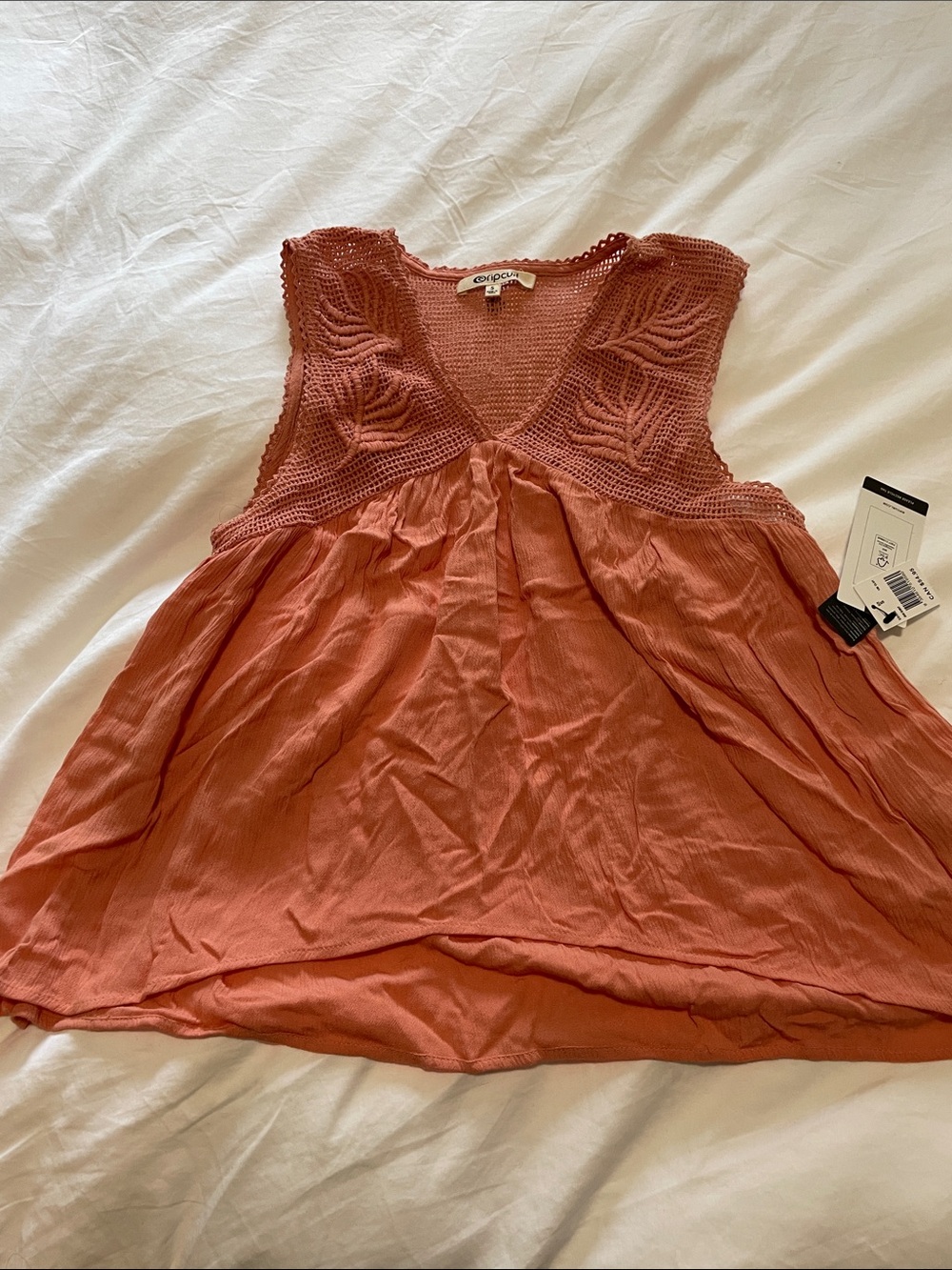 Rip Curl Rust Crochet Yoke Sleeveless Camisole